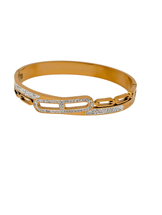Gold Plated Bangle with Stones