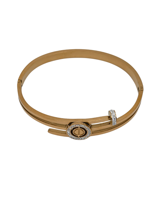 Gold Plated Bangle with Stones