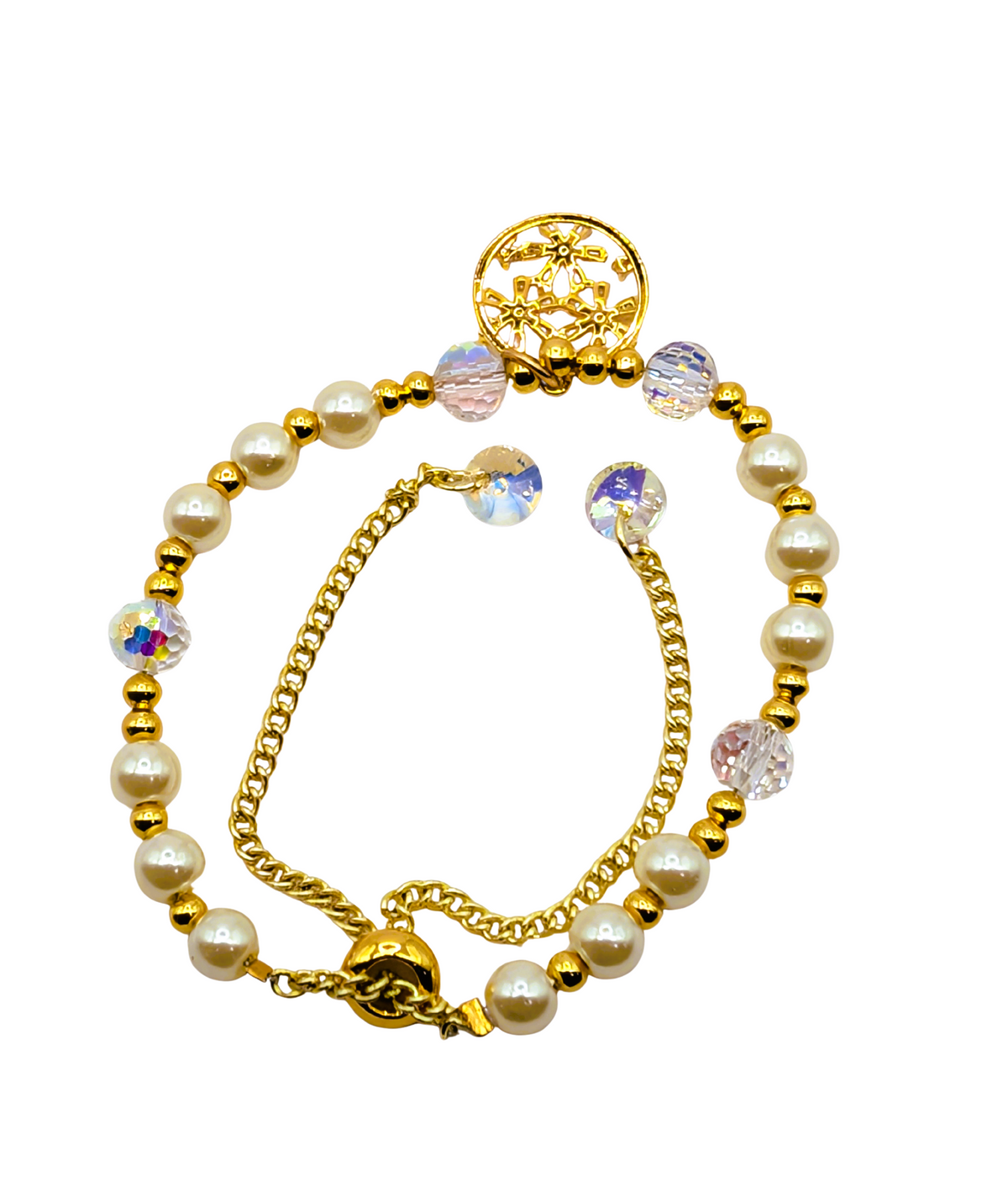 Vintage Filigree & Pearl Slider Bracelet