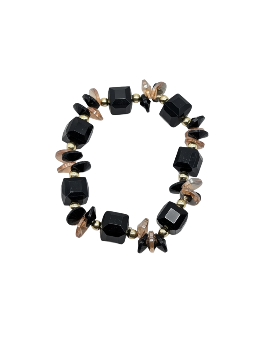 Bracelet with Black Stone and Gold Petels