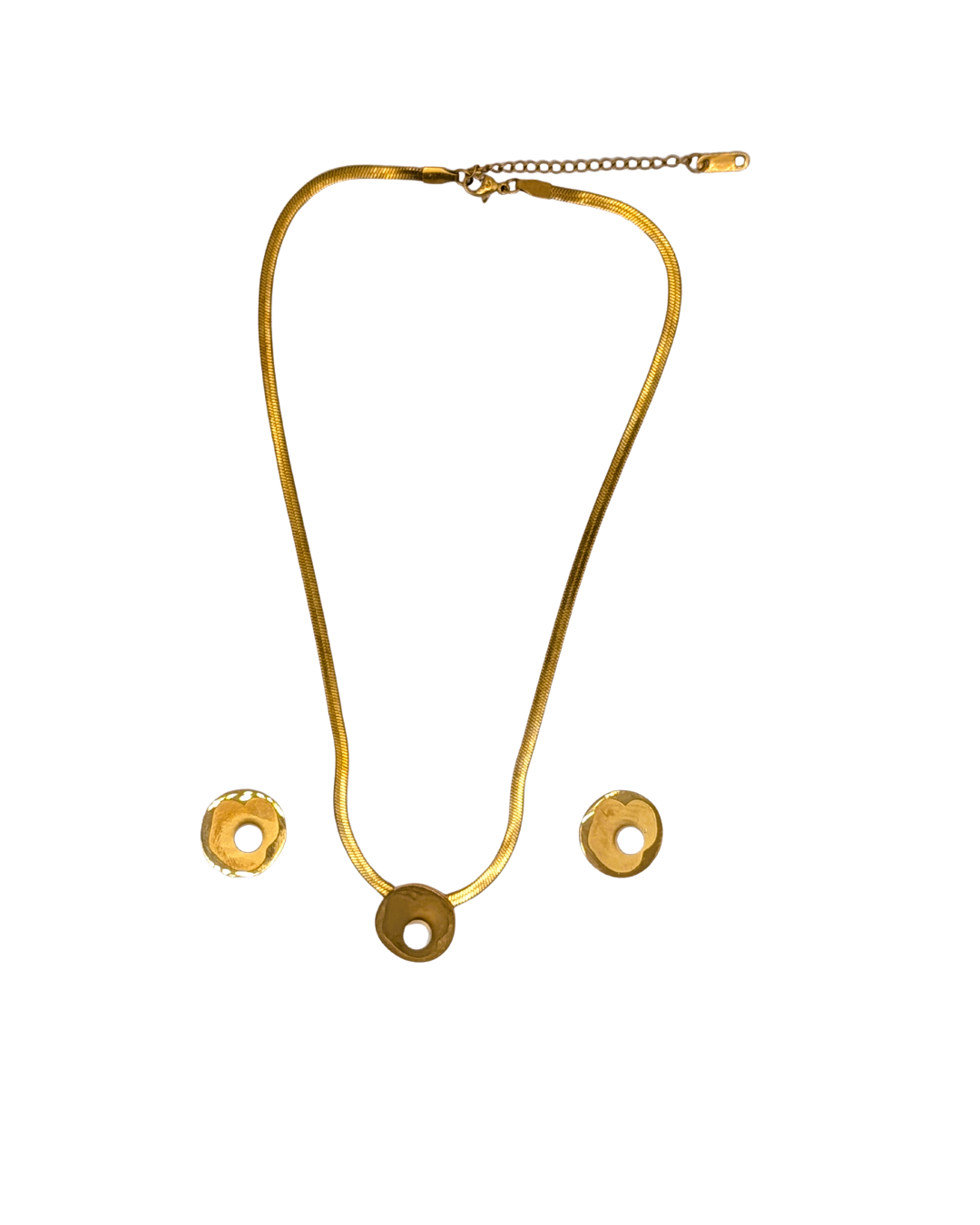 Pearl Center Disk Necklace Set