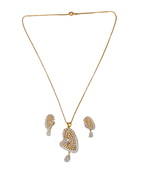 Abstract Crystal Wing Necklace Set