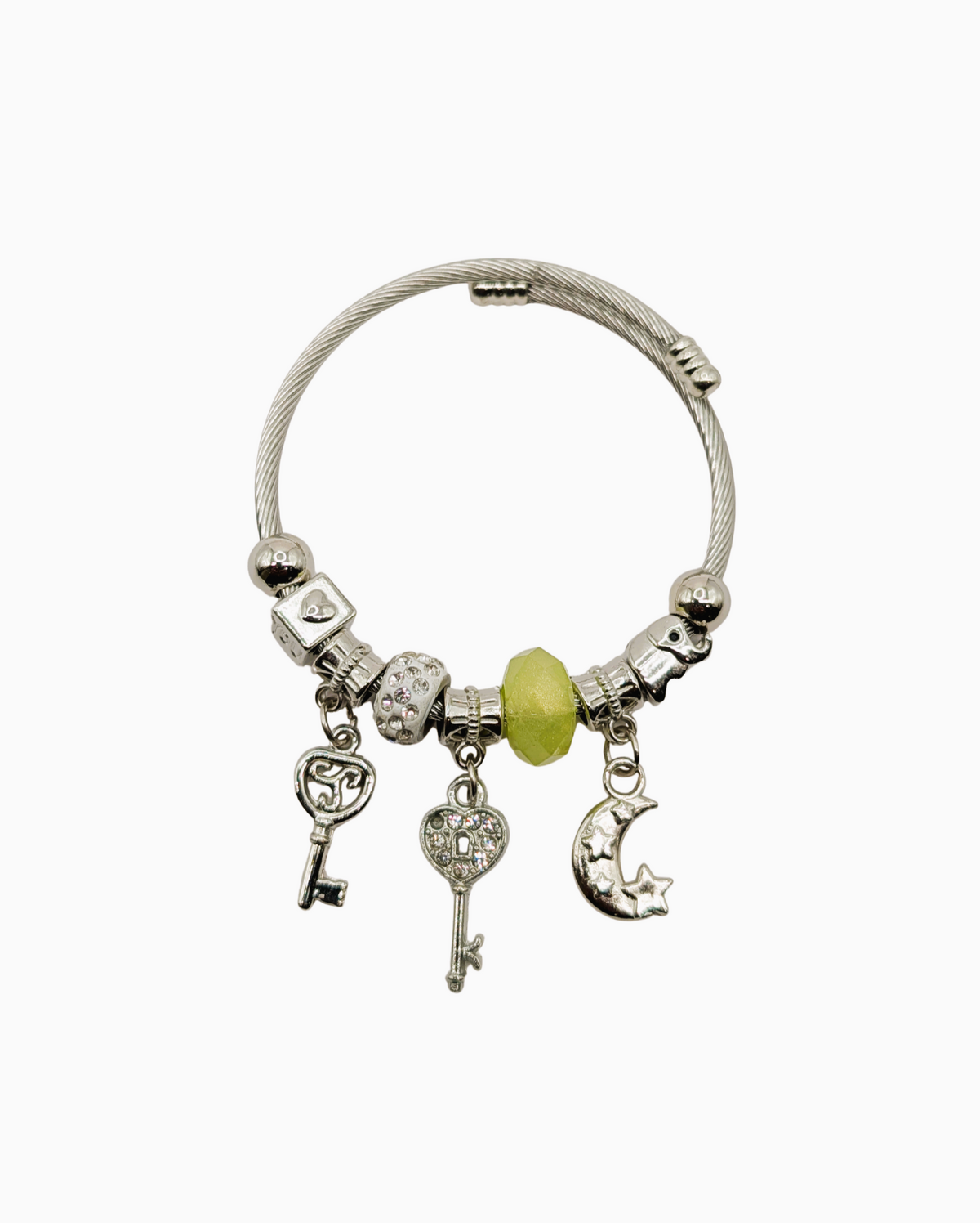 Midnight Key Silver Charm Bracelet