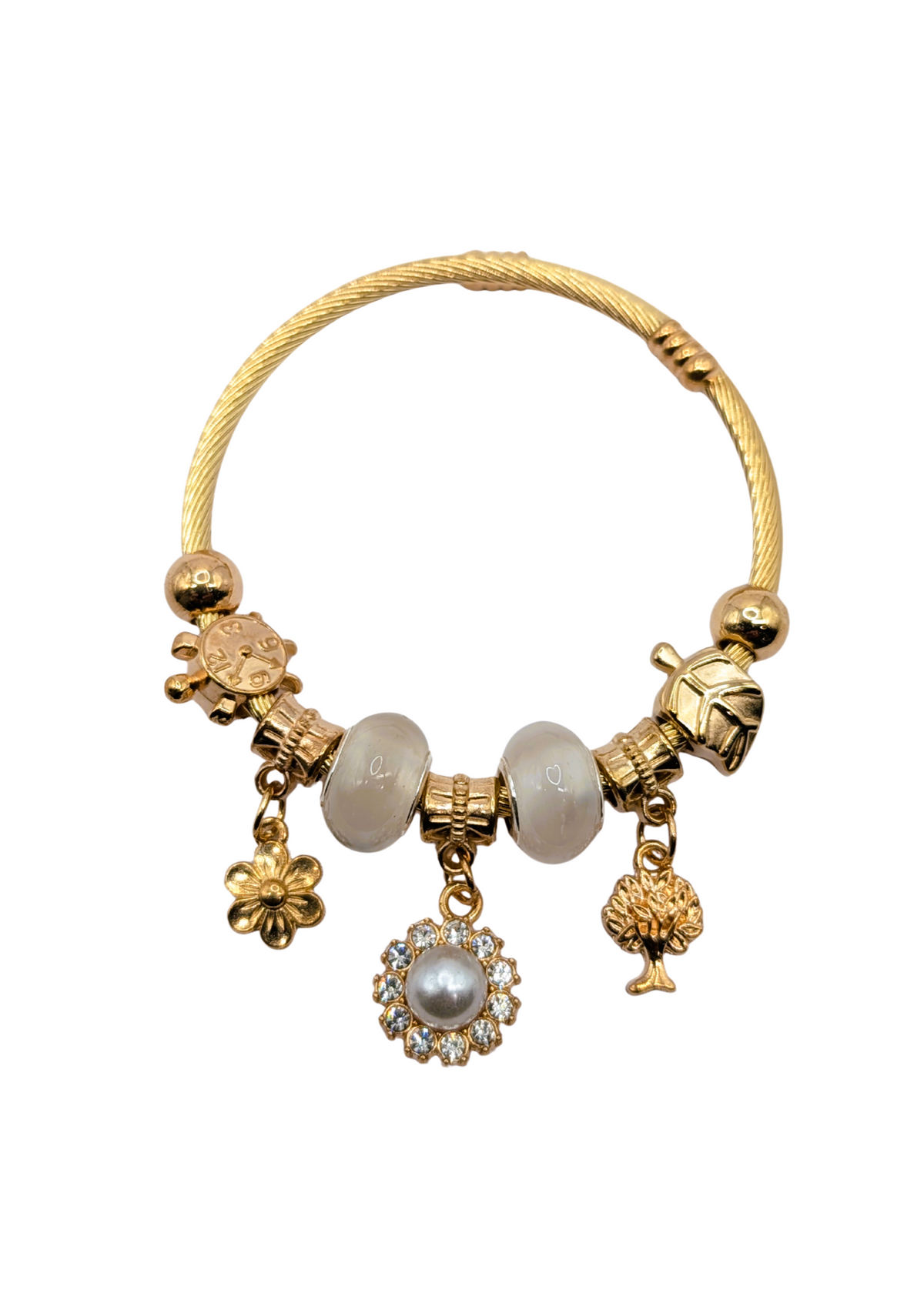 Majestic Pearl Halo Charm Bracelet