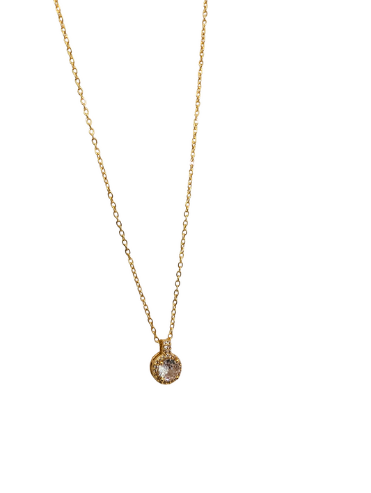Classic Bezel Halo Circle Necklace