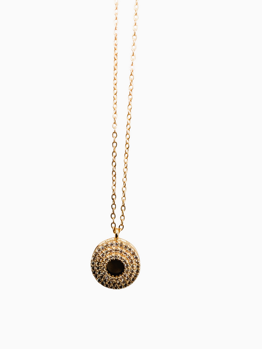 Pavé Crystal Open Disc Necklace