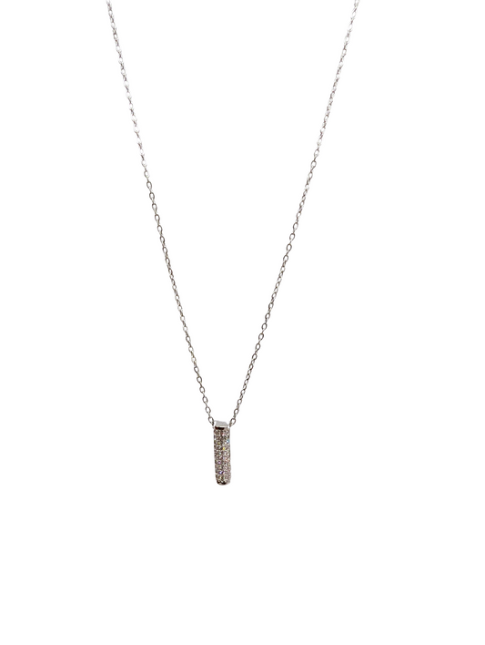 Silver Iced Pillar Necklace
