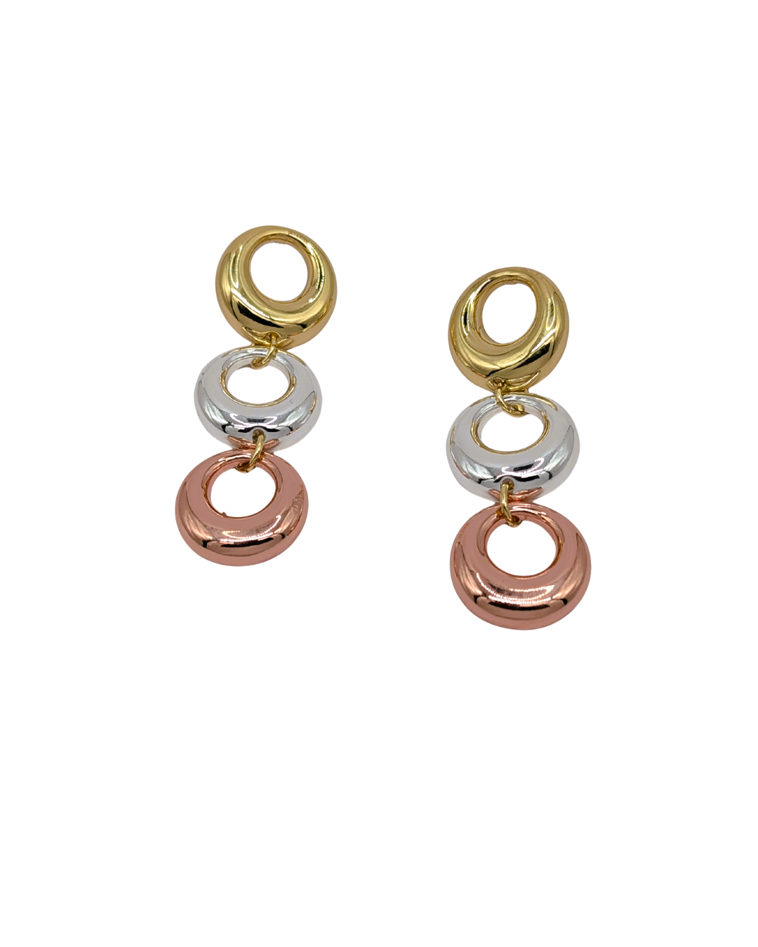 Tri-Tone Tiered Ring Drop Earrings