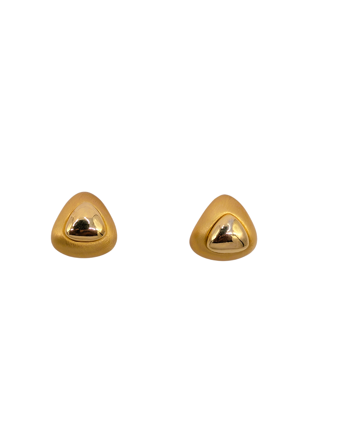 Puffed Geometric Triangle Stud Earrings