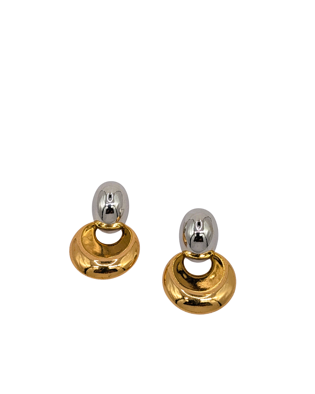 Two-Tone Crescent Door-Knocker Earrings