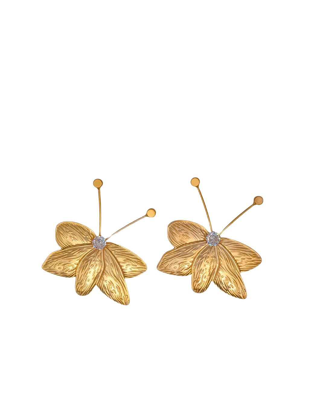 Golden Filigree Flora Butterfly Earrings