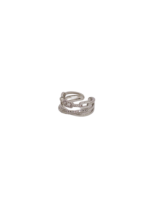Silver Split Double Pavé Statement Ring