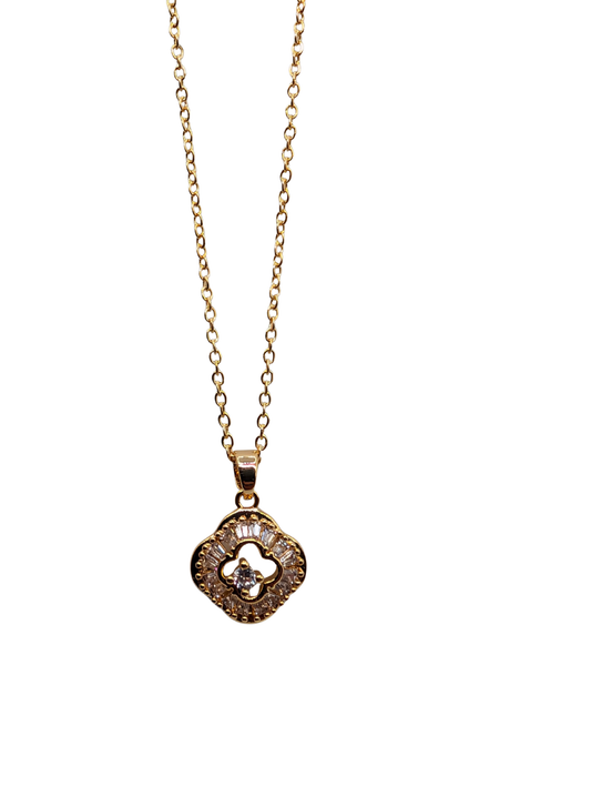 Radiant Gold Mosaic Clover Necklace