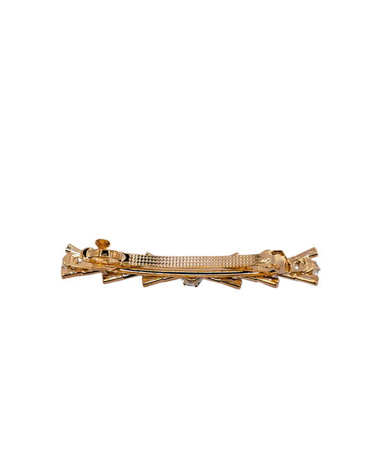 Sleek Golden Chevron Crystal Hair Clip