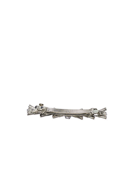 Sleek Silver Chevron Crystal Hair Clip
