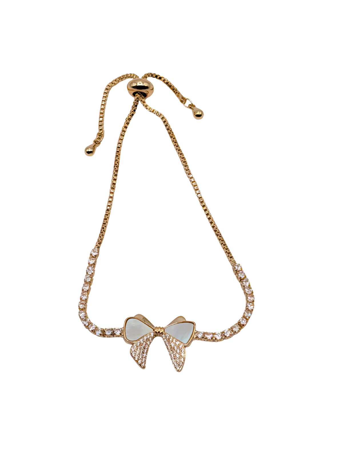 Coquette Bow Pearl Slider Bracelet