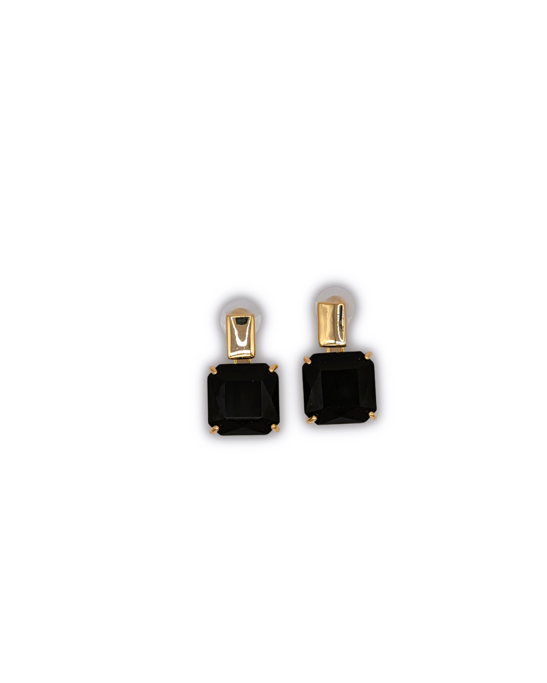 Midnight Onyx Square Statement Drop Earrings