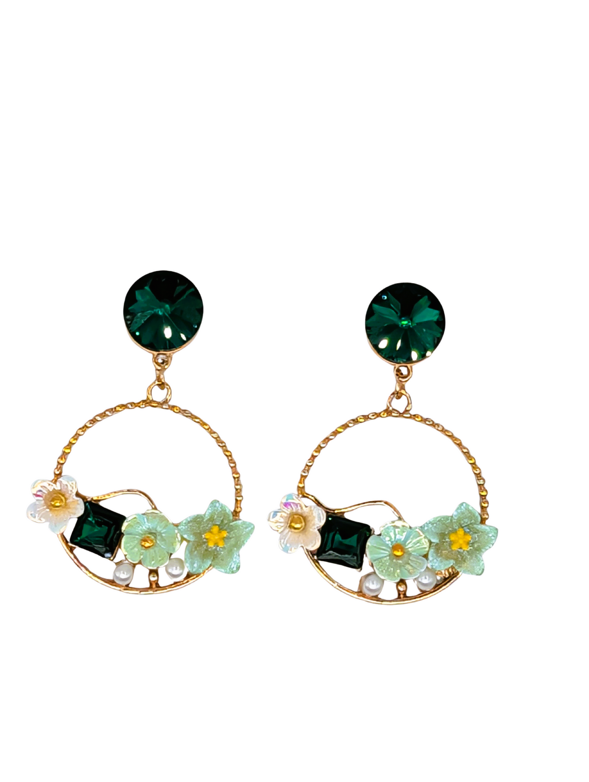 Emerald Bouquet Dangle Earrings
