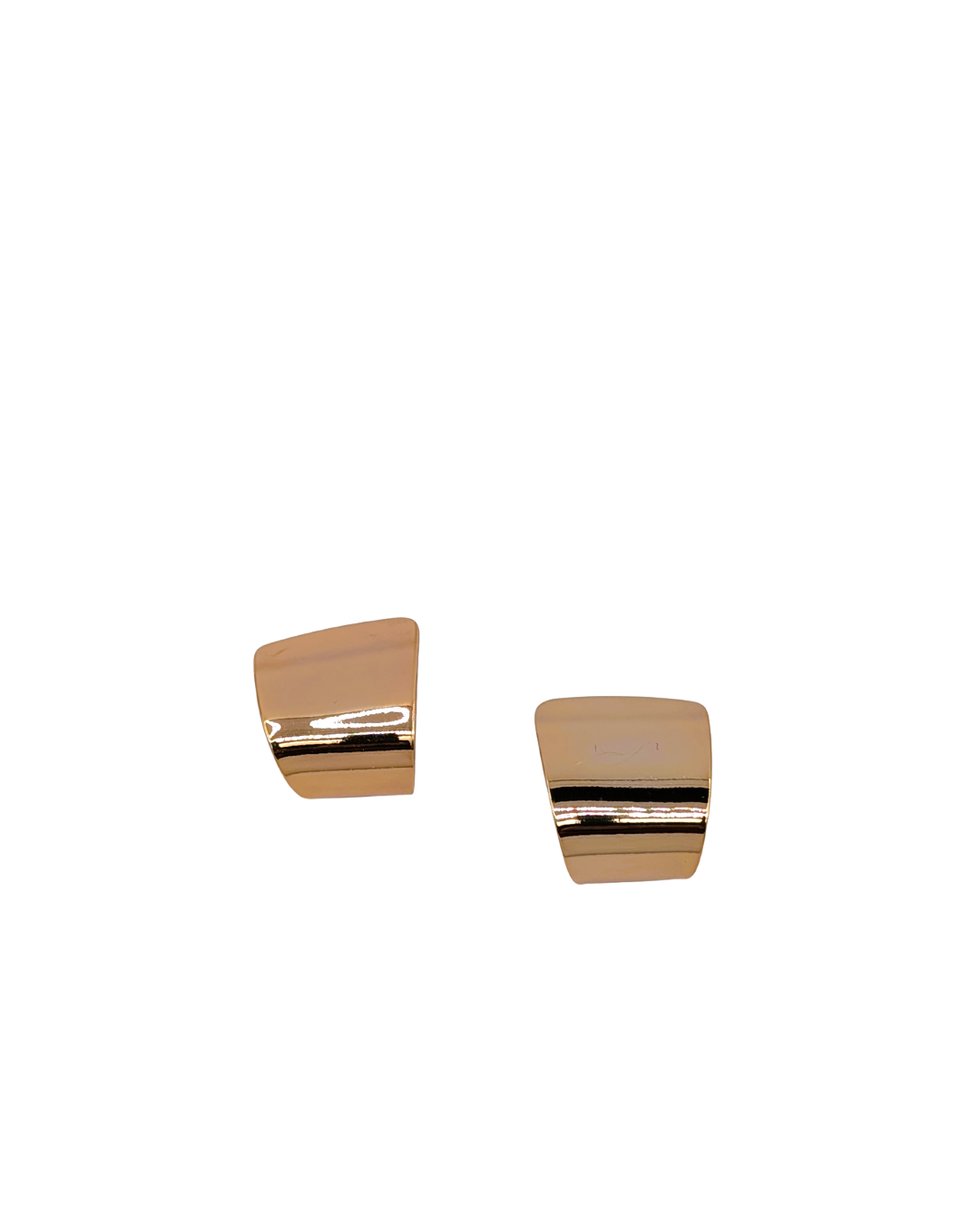 Sleek Golden Ribbon Wide Stud Earrings