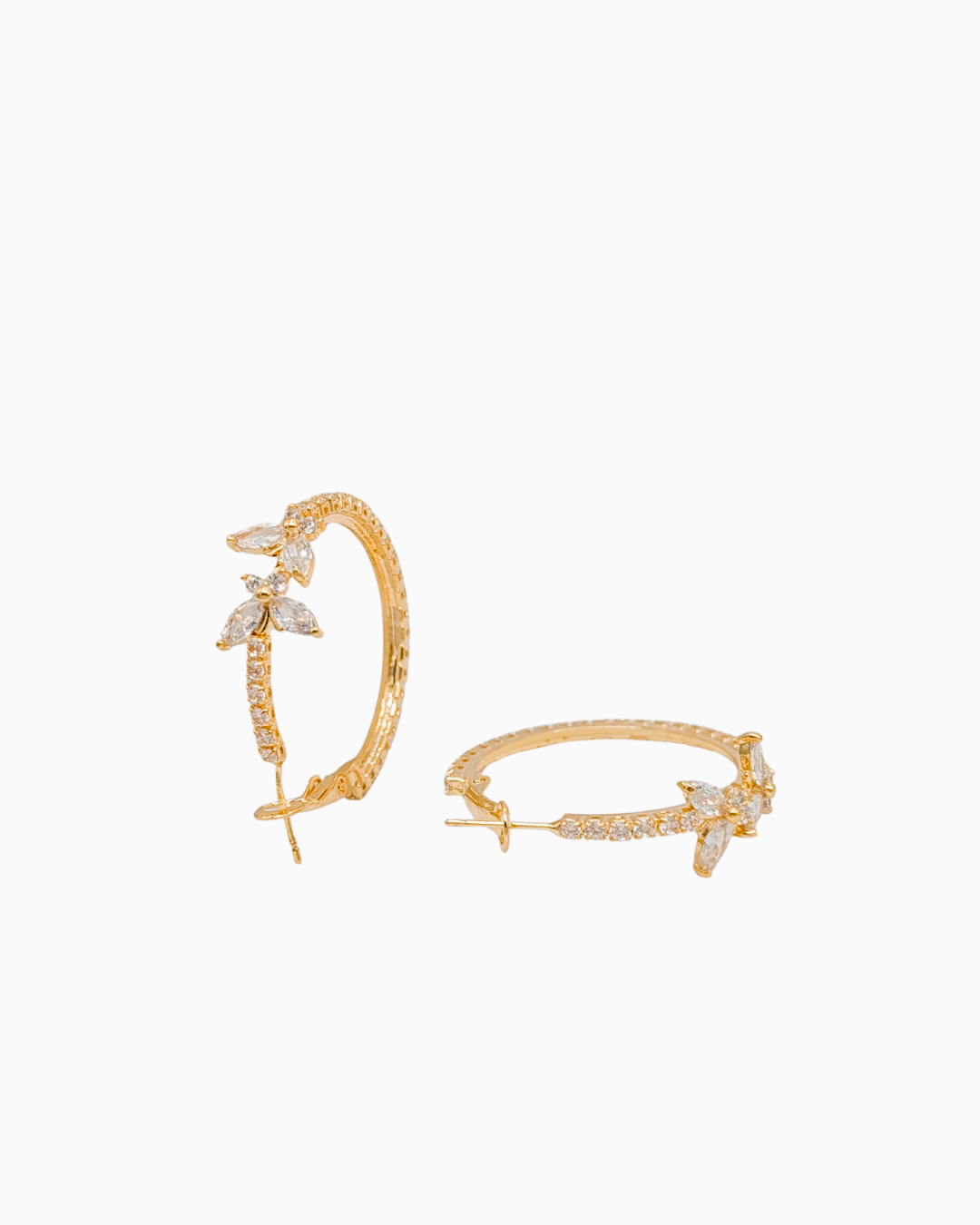 Marquise Crystal Butterfly Accent Hoop Earrings