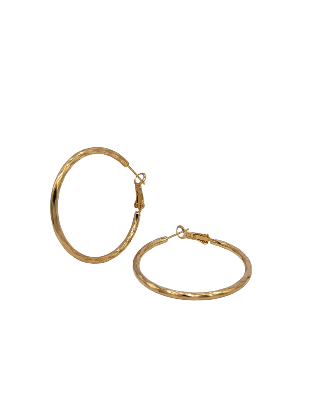 Shimmering Fine-Etched Classic Gold Hoops