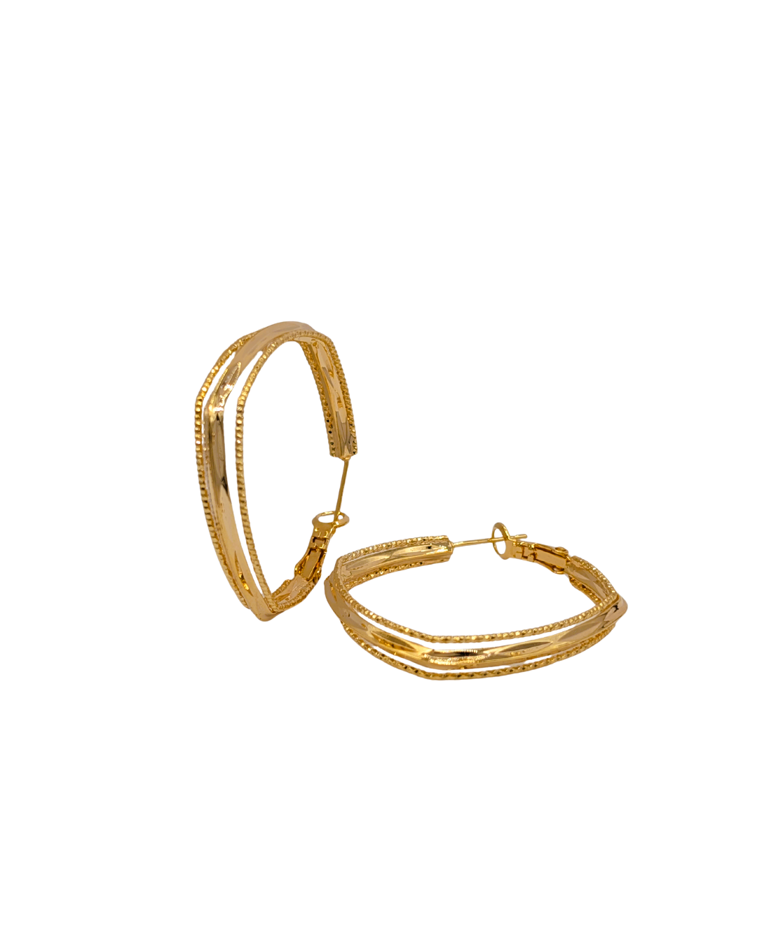 Golden Split Multi-Strand \Hoop Earrings