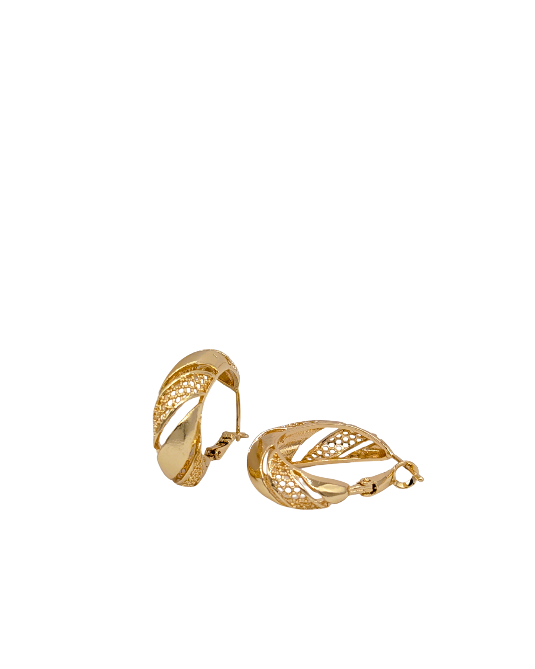 Golden Lattice Openwork Hoop Earrings