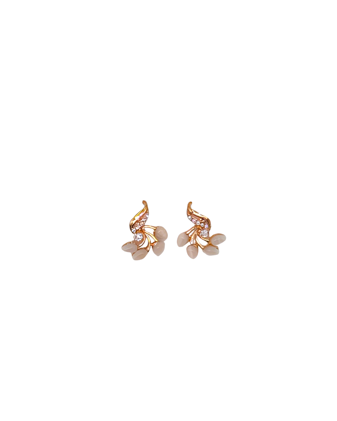 Blossoming Spring Petal Crystal Stud Earrings