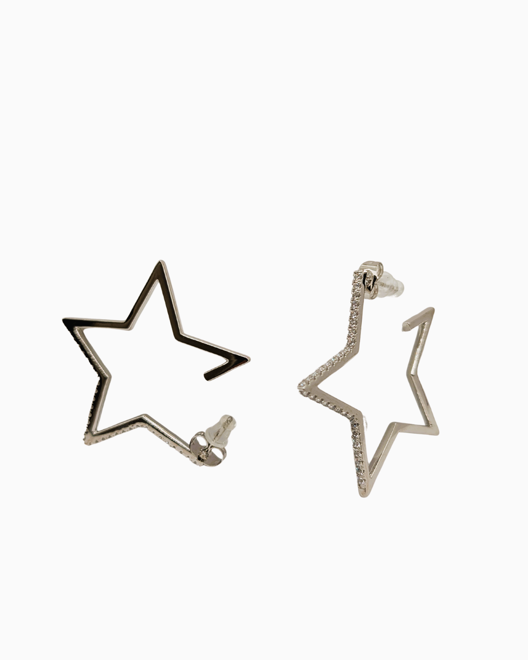 Celestial Silver Open Star Statement Hoops