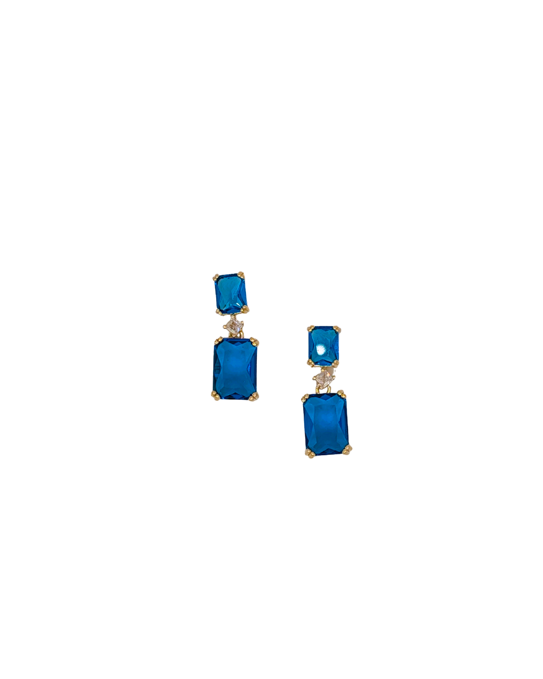 Cobalt Blue Double Radiant Cut Earrings