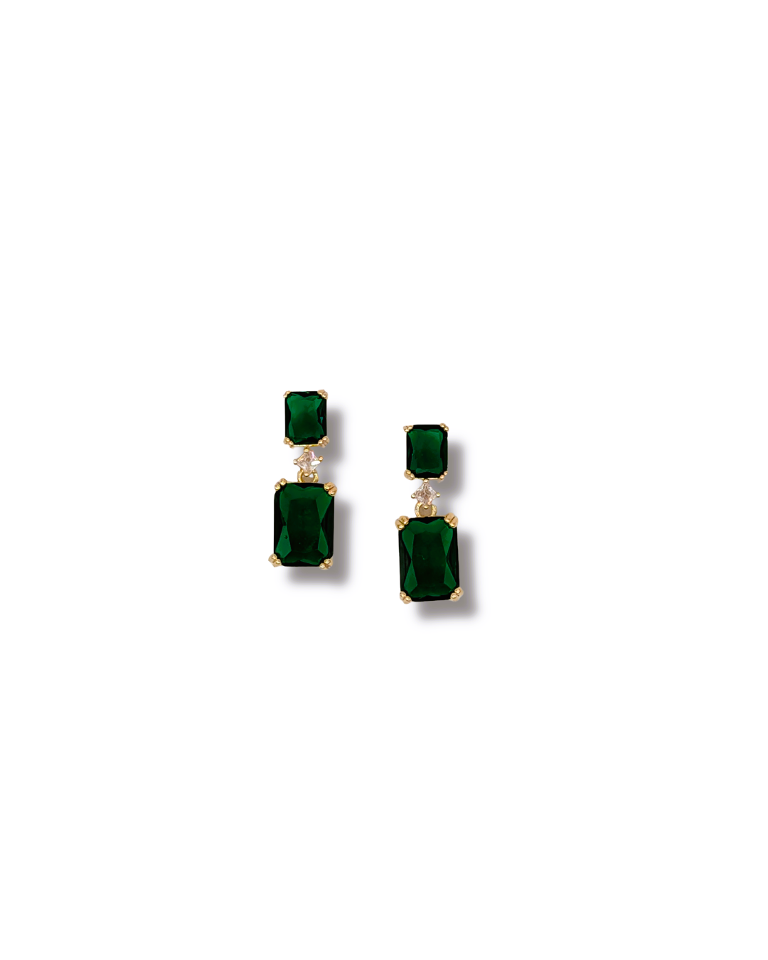 Royal Green Tiered Cushion Drop Earrings