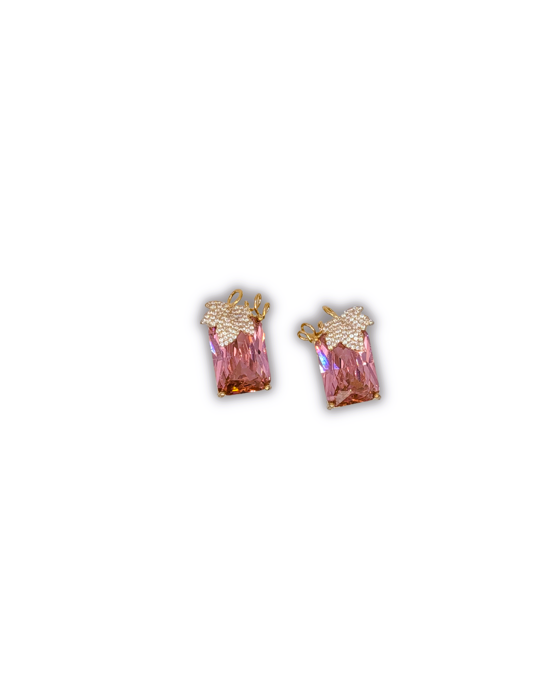 Pink Radiant Cut Crystal Starlet Earrings