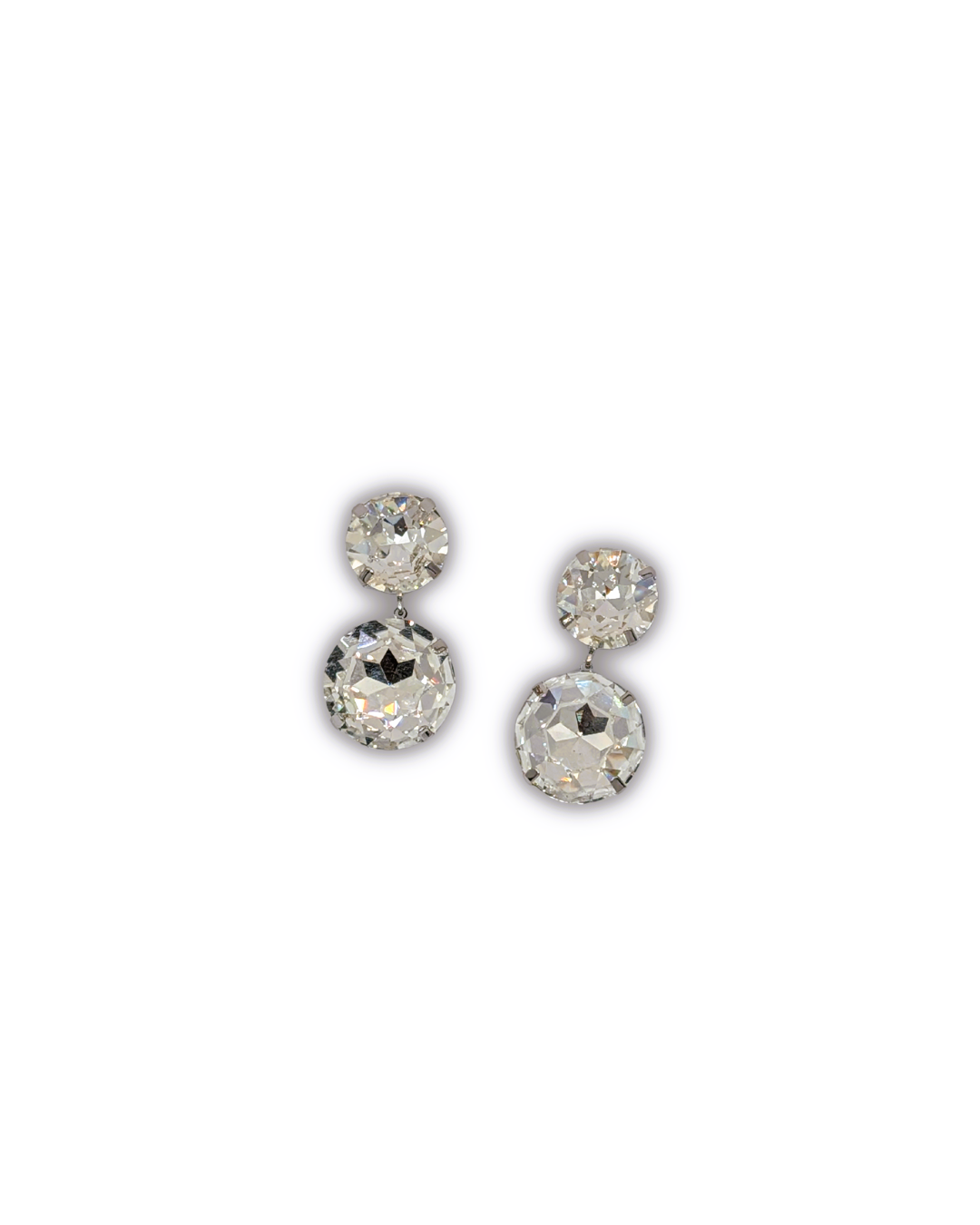 Radiant Double Solitaire Clear Crystal Earrings
