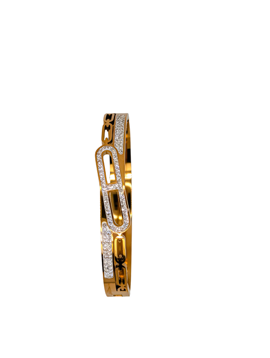 Gold Plated Bangle with Stones