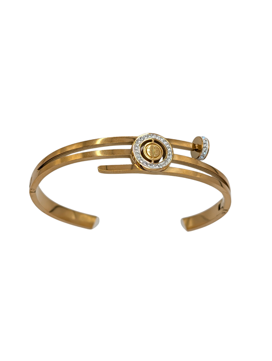 Gold Plated Bangle with Stones