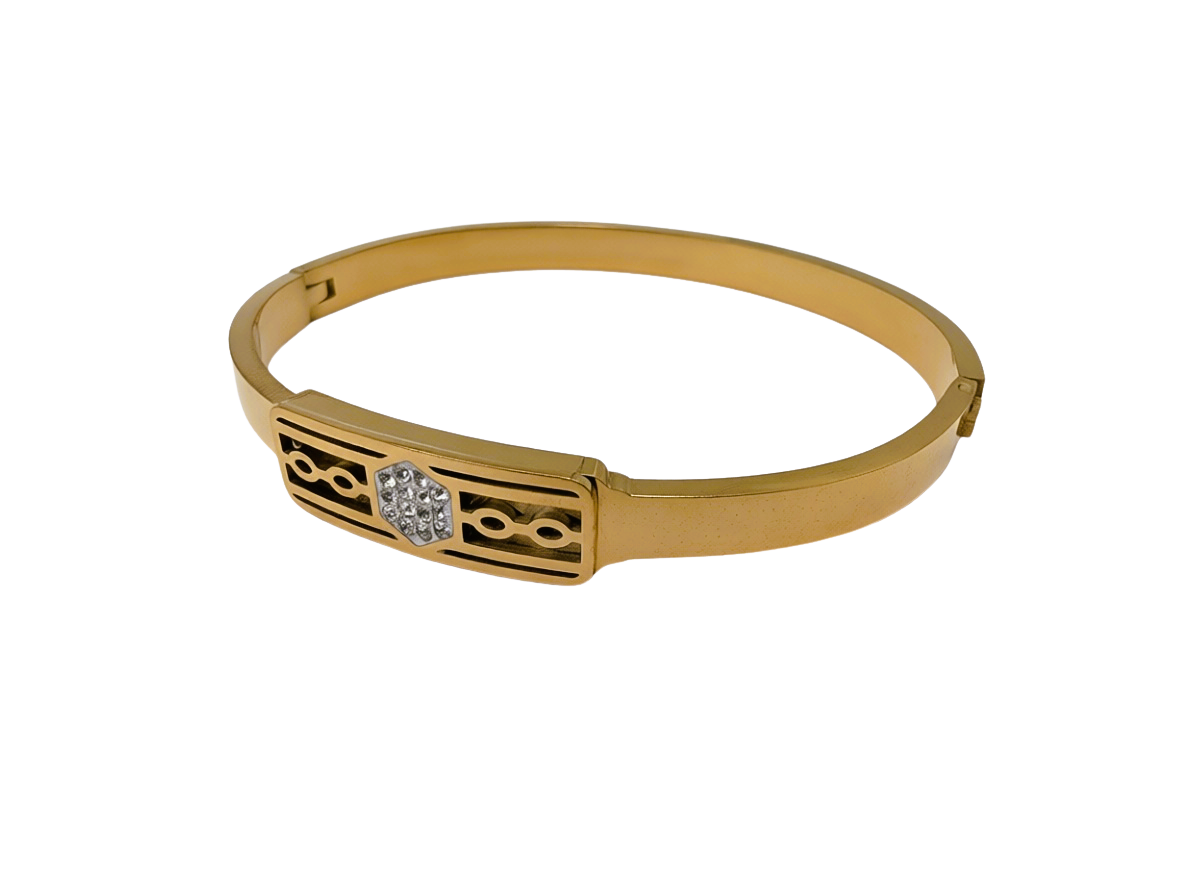 Gold Plated Bangle with Stones