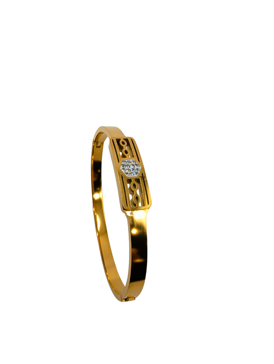 Gold Plated Bangle with Stones