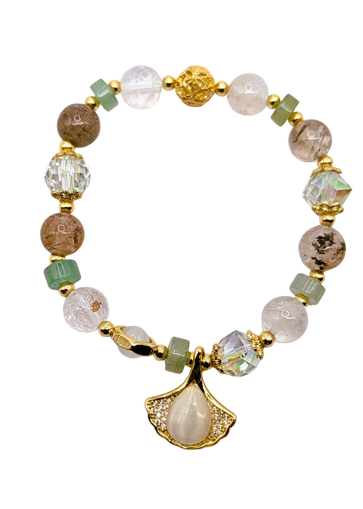Golden Ginkgo Mixed Crystal Bracelet