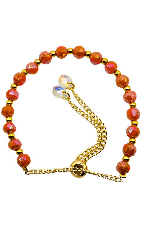 Fiery Amber Faceted Slider Bracelet