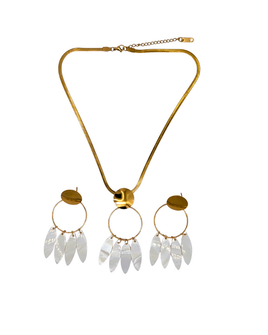 White Petal Hoop Necklace Set
