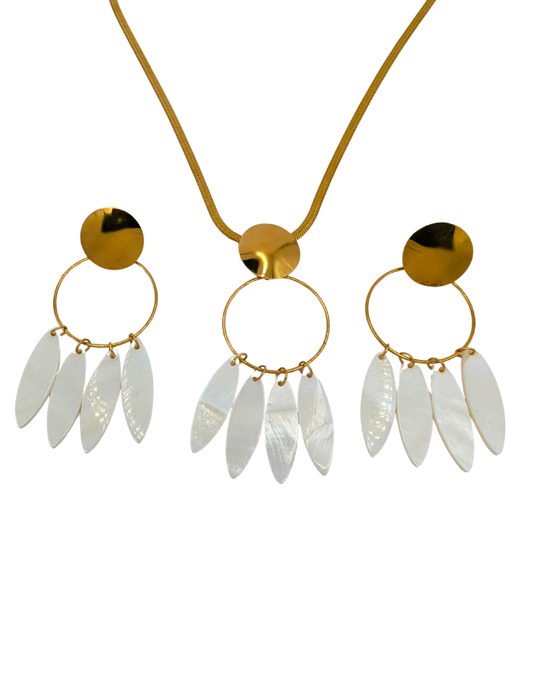 White Petal Hoop Necklace Set