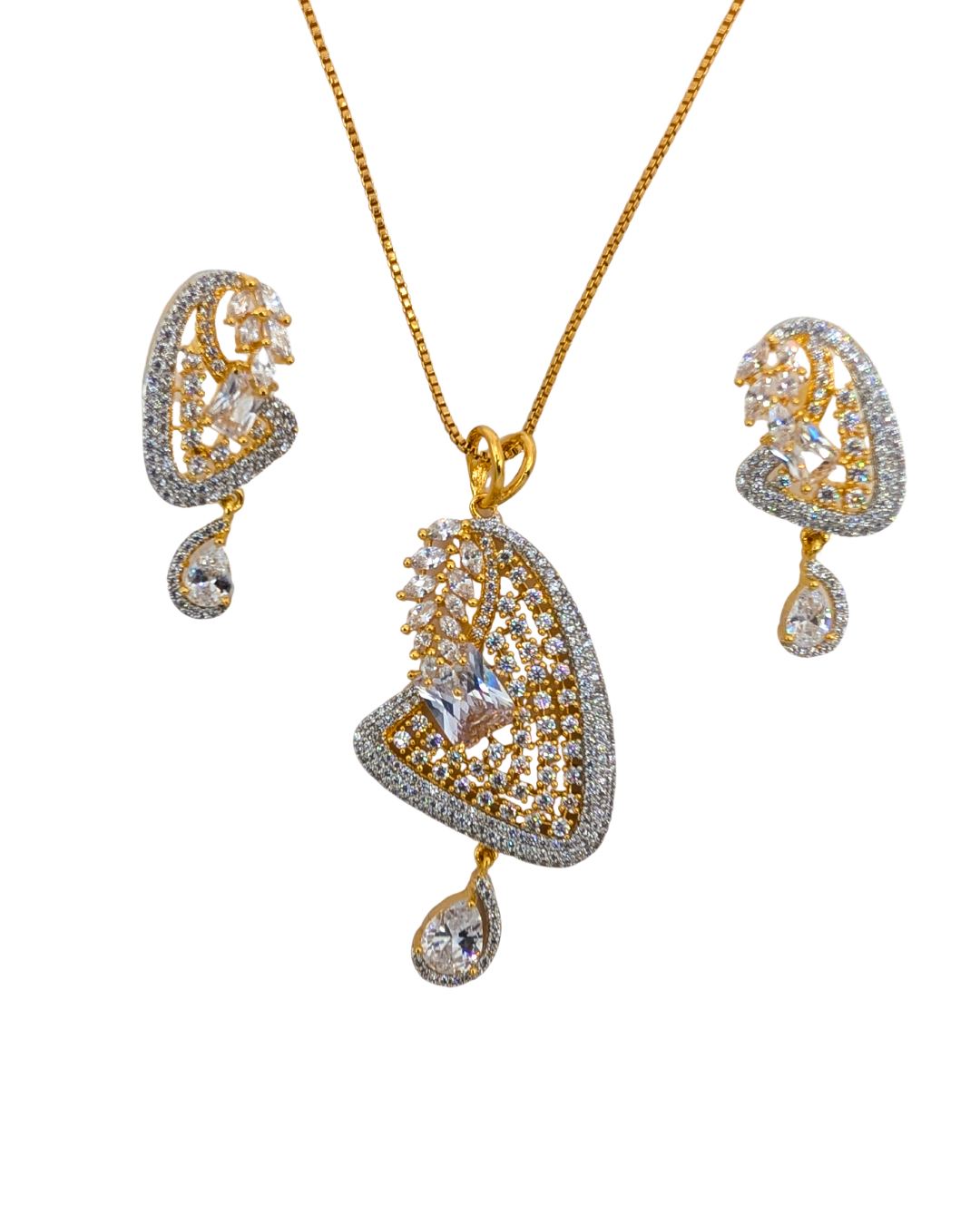 Abstract Crystal Wing Necklace Set