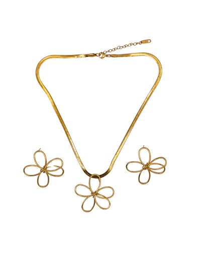 Golden Petal Loop Necklace Set