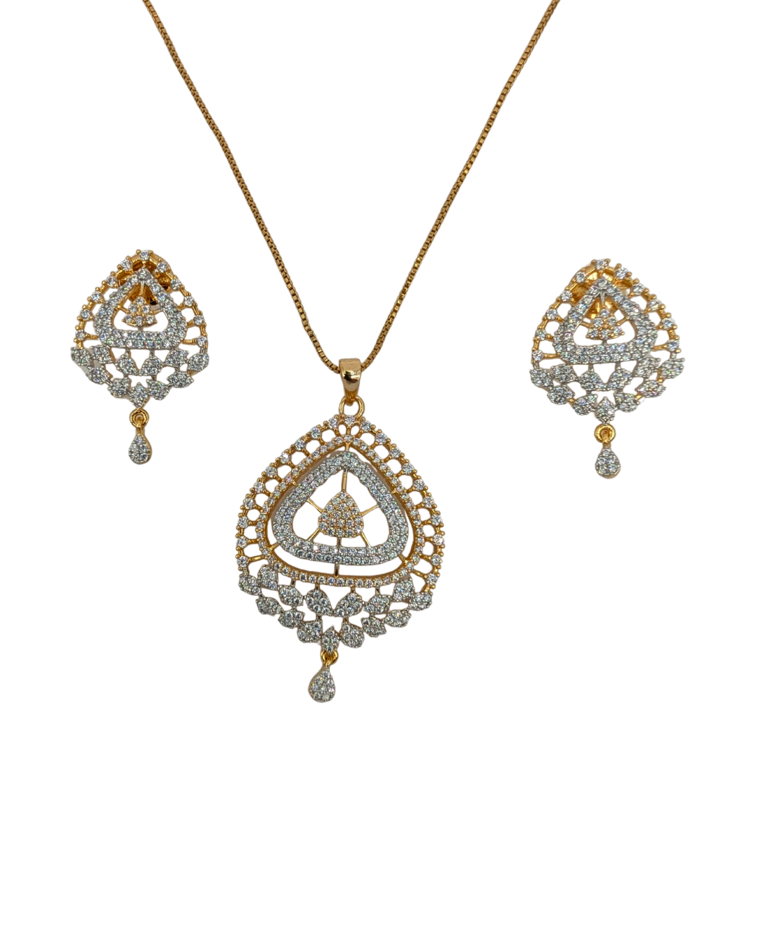 Classic Teardrop Pavé Necklace Set