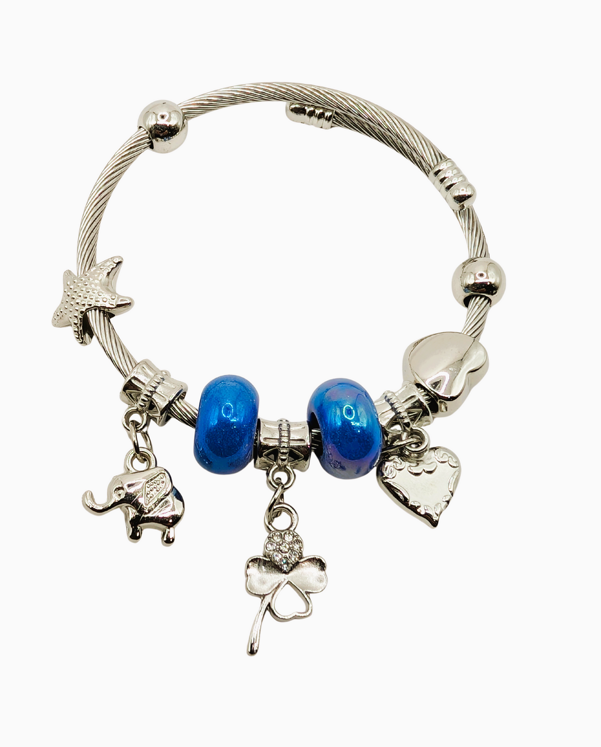 Lucky Royal Blue Clover Charm Bracelet