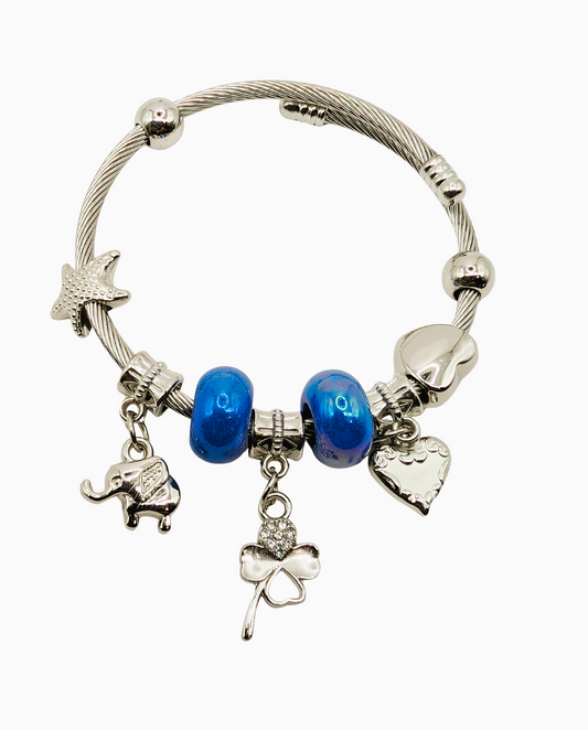 Lucky Royal Blue Clover Charm Bracelet