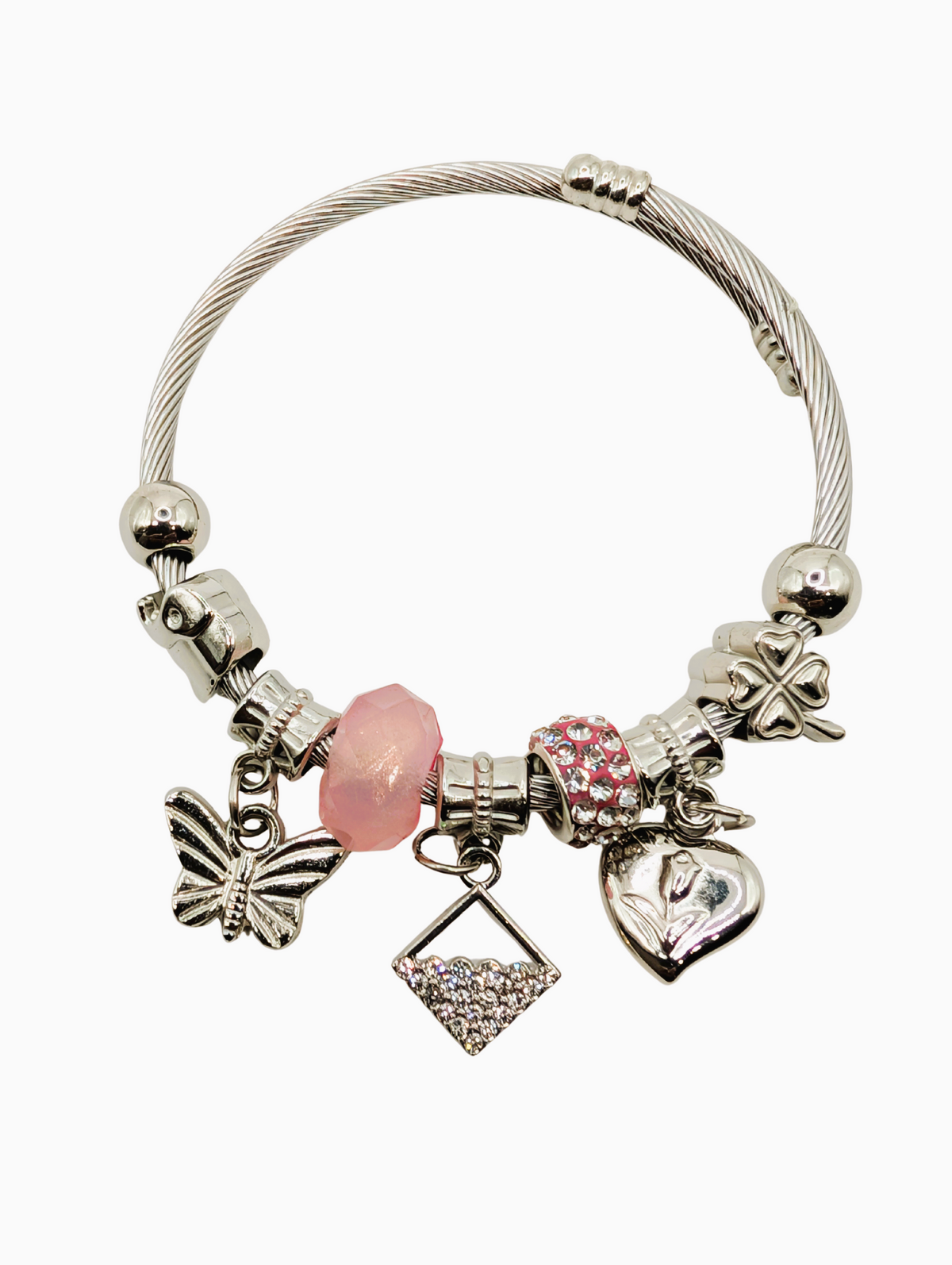Pastel Pink Butterfly Charm Bracelet