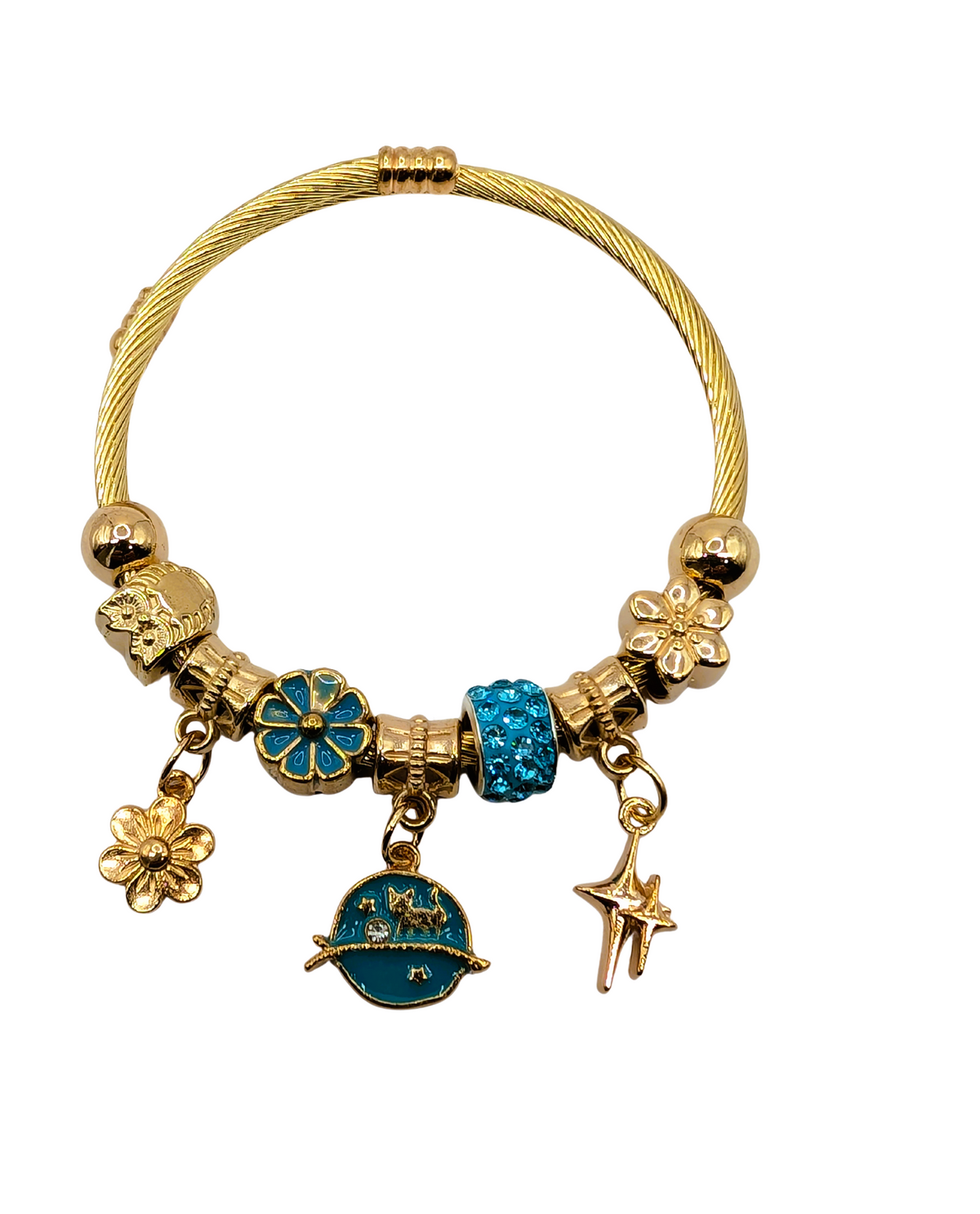 Cosmic Teal Planet Charm Bracelet