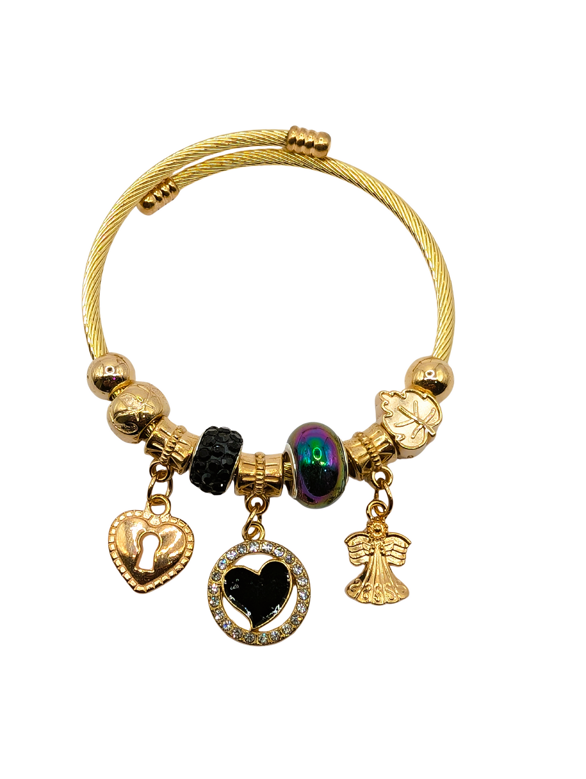 Cosmic Iridescent Heart Charm Bracelet