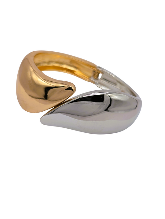 Silver & Gold Duet Leaf Cuff